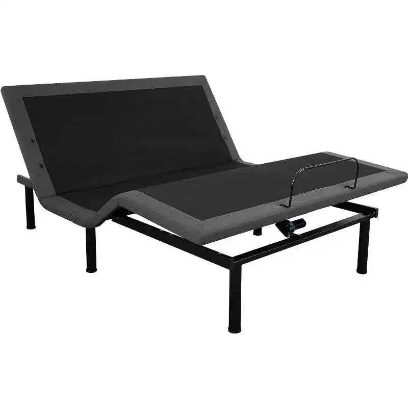 Cadre de lit réglable, inclinaison tête et pieds, cadre de lit ergonomique avec 2 ports USB et veilleuse LED, massage et télécommande sans fil, moteur silencieux, noir