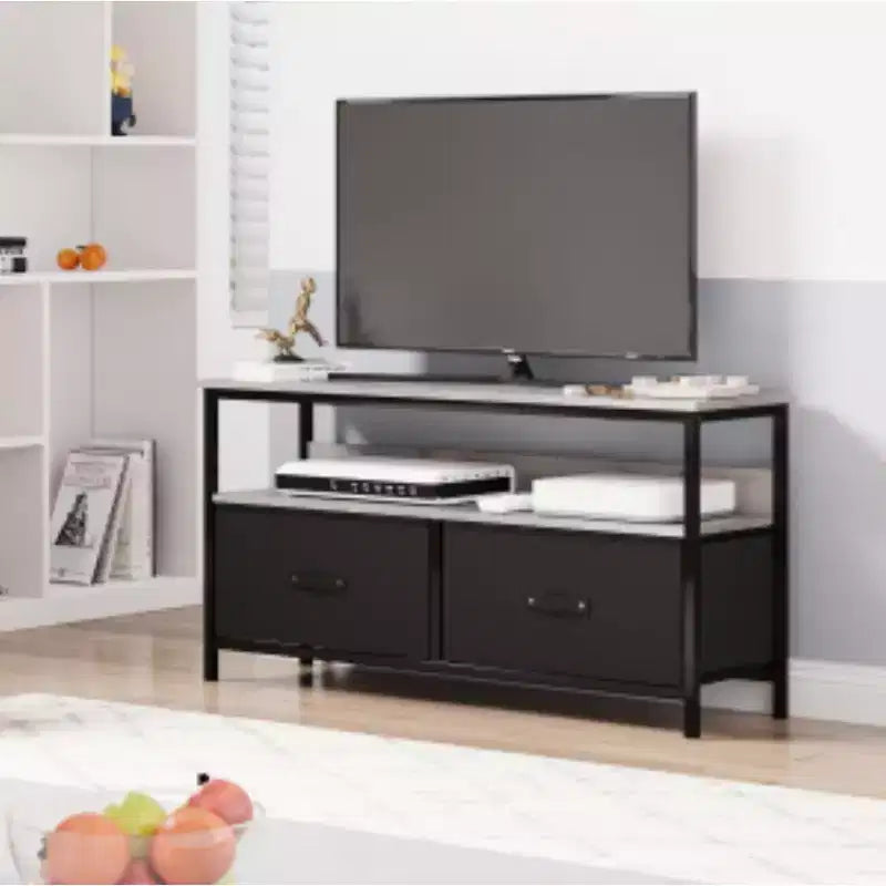 Meuble TV 2 tiroirs en tissu (MDF + Fer)