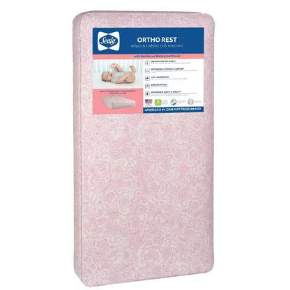 Sealy Ortho Rest Waterproof Baby Crib Mattress and Toddler Bed Mattress - Pink: Vinyl Cover, Hypoallergenic, Ultra Firm, 5.25-Inch Thickness