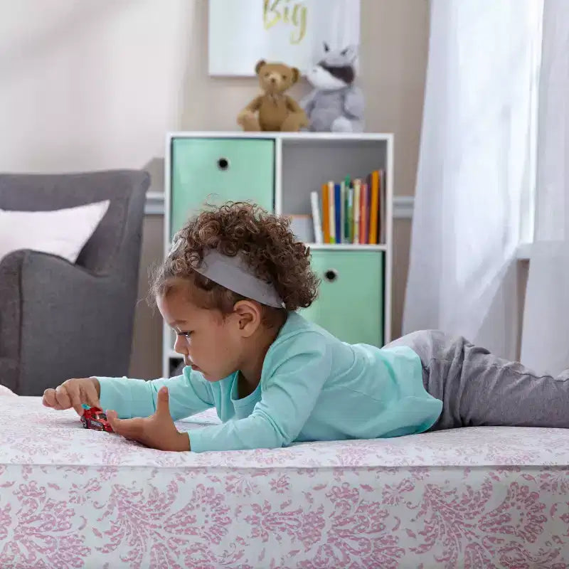 Matelas de lit de bébé et de lit pour tout-petit imperméable, housse en vinyle rose, hypoallergénique, ultra ferme, 13,3 cm