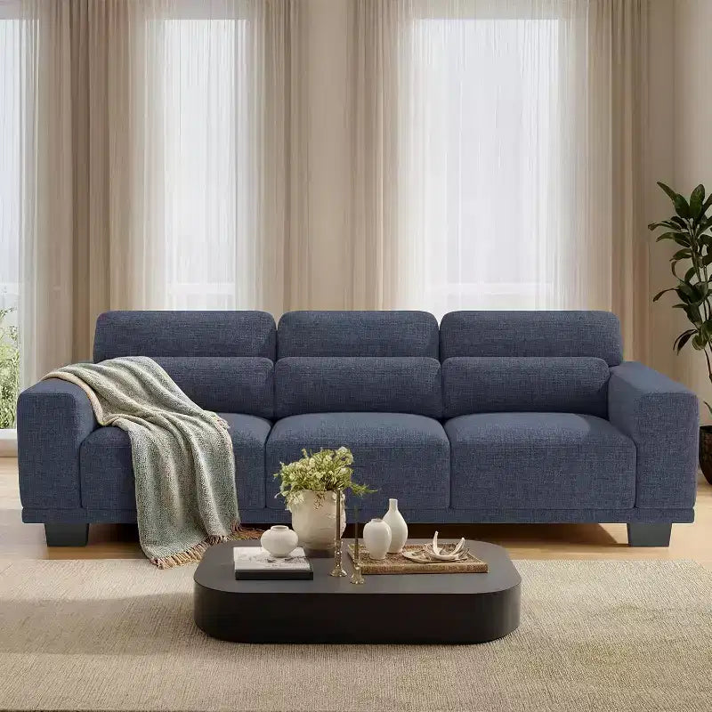 89 inch living room sofa, 3-seater sofa with wide armrests and deep seats, comfortable 3-layer sofa, sofa with detachable and washable lid