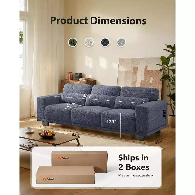 Canapé de salon de 89 pouces, canapé 3 places avec accoudoirs larges et sièges profonds, canapé confortable à 3 couches, canapé avec housse amovible et lavable