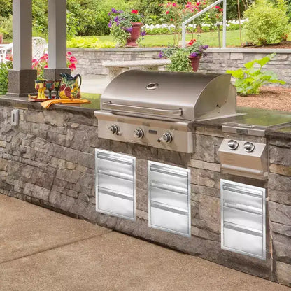 Tiroirs de cuisine d'extérieur en acier inoxydable, tiroirs d'accès pour barbecue encastrables avec panneau de ventilation et poignée, résistants aux intempéries pour îlot de barbecue, station de grillade de patio
