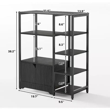 Meuble de cuisine à 5 niveaux avec armoire, organiseur de micro-ondes autoportant de 97 cm avec étagères, station de café pour cuisine, bureau