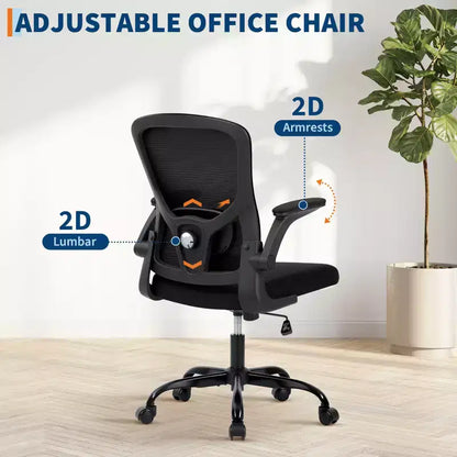 Fauteuil de bureau ergonomique à dossier haut, soutien lombaire et appui-tête réglables, accoudoirs relevables, noir