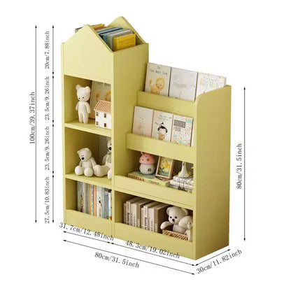 Étagère à Livres en Bois pour Enfants, Organisateur de Rangement de Jouets avec Bibliothèque, Grande Unité de Rangement pour Enfants avec 6 Compartiments, 2 Paniers Bacs Organisateur de Jouets pour Livres