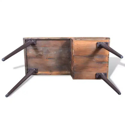 Bureau en bois recyclé avec pieds en fer, style industriel vintage, 43x20x31 po