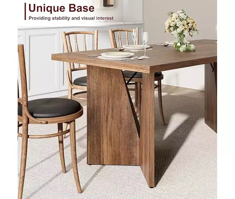 Table à manger rectangulaire de 180 cm pour 6-8 personnes, grande table de cuisine de style ferme, table de dîner en bois avec plateau épaissi et pieds plats robustes