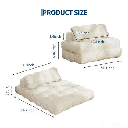 Canapé-lit pliable 3-en-1, futon de sol en velours côtelé avec oreiller, lit d'appoint en mousse déchiquetée