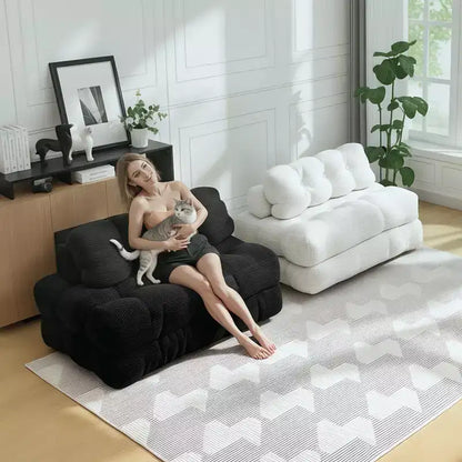 Canapé-lit pliable 3-en-1, futon de sol en velours côtelé avec oreiller, lit d'appoint en mousse déchiquetée