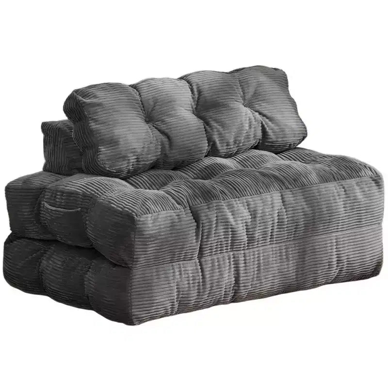 Canapé-lit pliable 3-en-1, futon de sol en velours côtelé avec oreiller, lit d'appoint en mousse déchiquetée