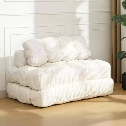 Canapé-lit pliable 3-en-1, futon de sol en velours côtelé avec oreiller, lit d'appoint en mousse déchiquetée