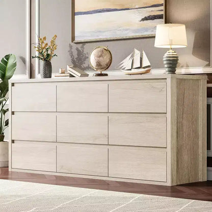 Commode à 9 tiroirs pour chambre à coucher, grande commode moderne, grand organisateur de rangement en bois pour salon, couloir, entrée