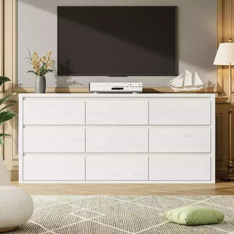 Commode à 9 tiroirs pour chambre à coucher, grande commode moderne, grand organisateur de rangement en bois pour salon, couloir, entrée