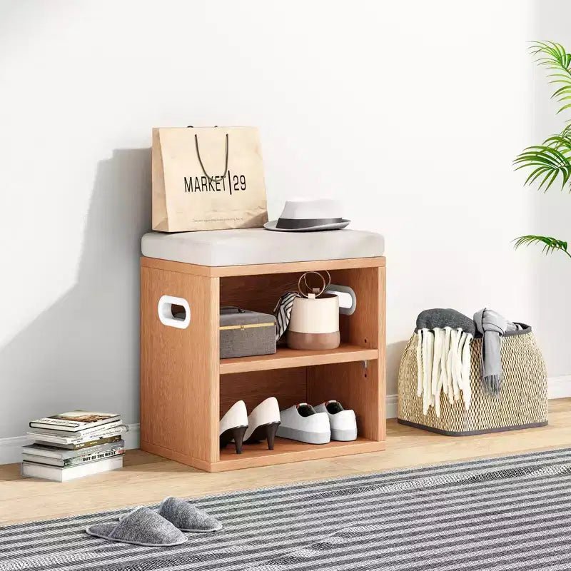 Okak Modern Shoe Storage Bench with Wooden Frame & Soft Cushioned Seat,Small Footrest Accent Bench for Entryway,Bedroom