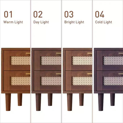 Meuble TV de 86 pouces pour téléviseurs jusqu'à 90", lumières LED contrôlées par application, portes en rotin, marron foncé