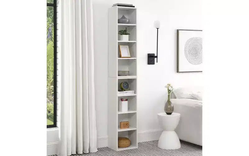 Étagère haute et étroite à 8 niveaux, meuble de rangement cubique réglable pour salon et bureau