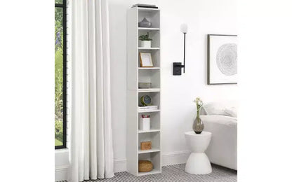 Étagère haute et étroite à 8 niveaux, meuble de rangement cubique réglable pour salon et bureau