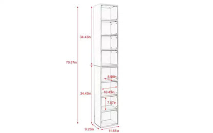 Étagère haute et étroite à 8 niveaux, meuble de rangement cubique réglable pour salon et bureau