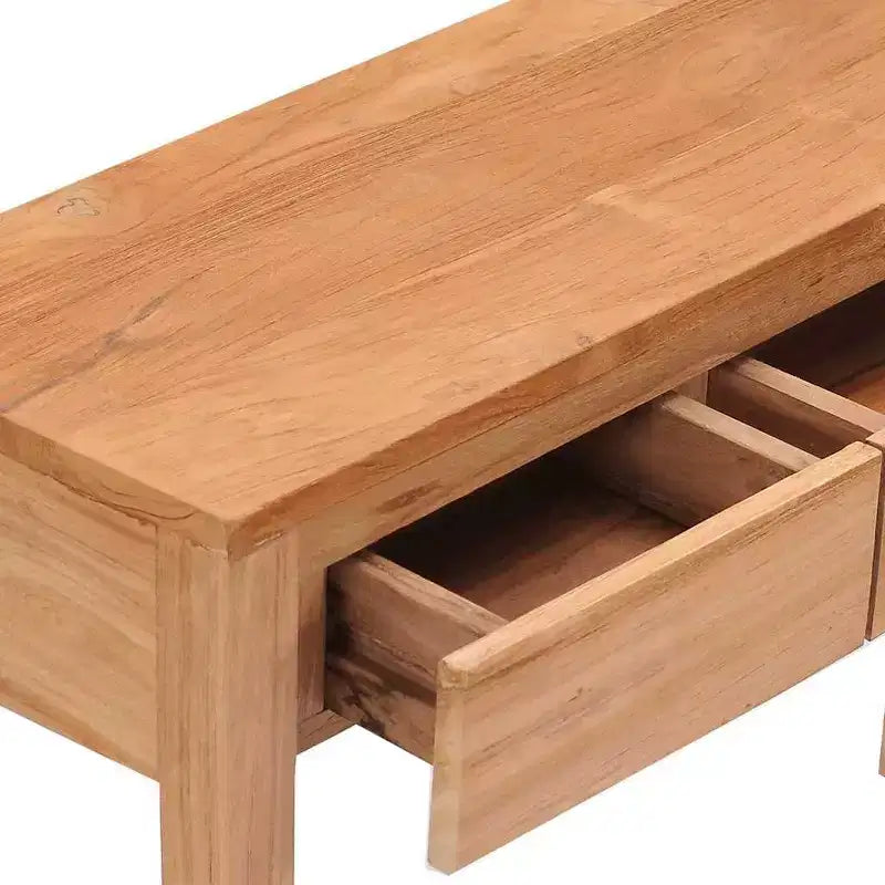 Console en bois de teck massif, table d'entrée ou de couloir de hauteur standard