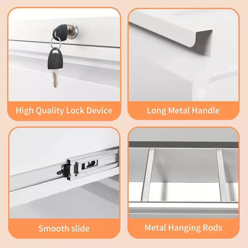 Classeur latéral blanc verrouillable à 4 tiroirs de 132 cm de haut, classeur métallique pour bureau à domicile, compatible format légal/lettre/A4/F4