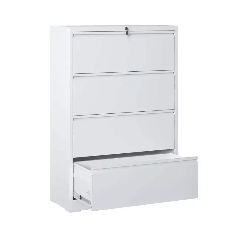 Classeur latéral blanc verrouillable à 4 tiroirs de 132 cm de haut, classeur métallique pour bureau à domicile, compatible format légal/lettre/A4/F4