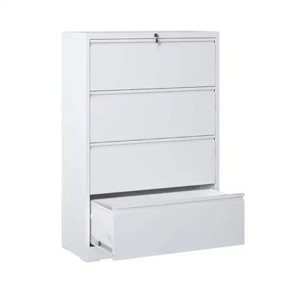 Classeur latéral blanc verrouillable à 4 tiroirs de 132 cm de haut, classeur métallique pour bureau à domicile, compatible format légal/lettre/A4/F4