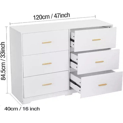Commode à 6 tiroirs, commode de rangement moderne à structure durable avec tiroirs profonds, dispositif anti-basculement pour la maison, le bureau, le salon