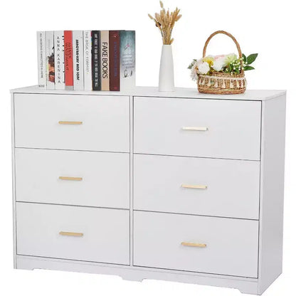 Commode à 6 tiroirs, commode de rangement moderne à structure durable avec tiroirs profonds, dispositif anti-basculement pour la maison, le bureau, le salon