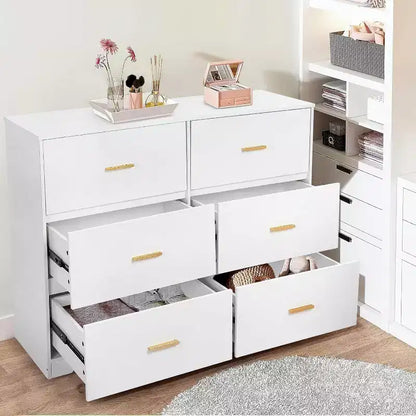 Commode à 6 tiroirs, commode de rangement moderne à structure durable avec tiroirs profonds, dispositif anti-basculement pour la maison, le bureau, le salon
