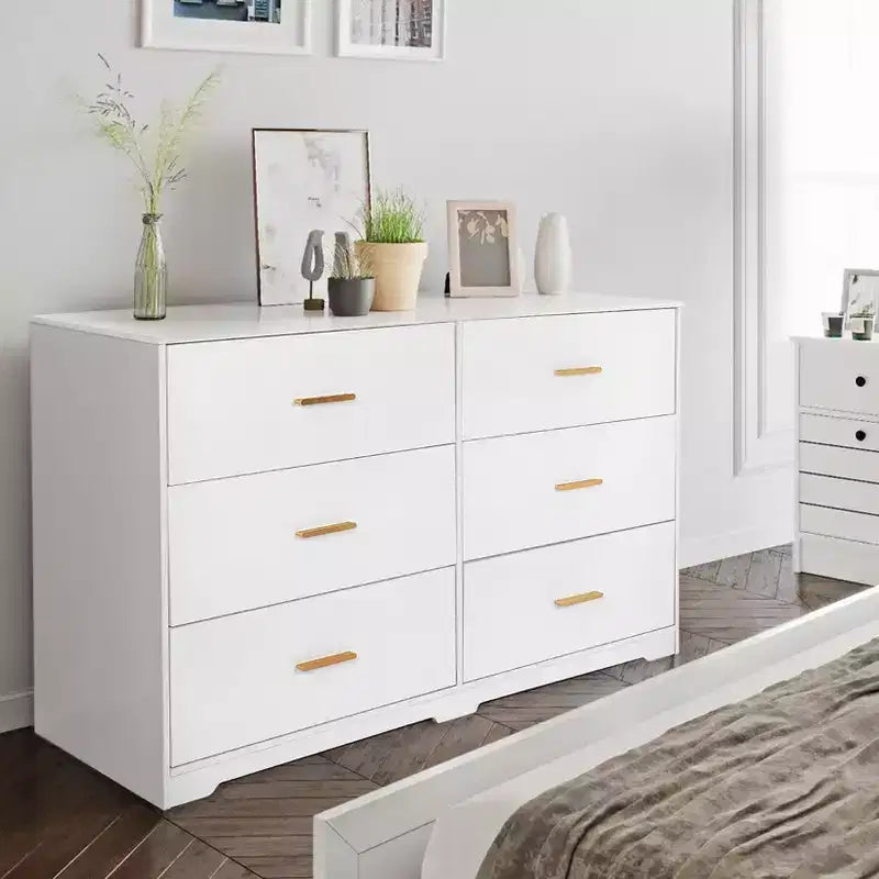Commode à 6 tiroirs, commode de rangement moderne à structure durable avec tiroirs profonds, dispositif anti-basculement pour la maison, le bureau, le salon