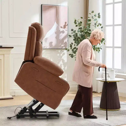 Fauteuil inclinable électrique surdimensionné 42" en cuir PU avec massage et chauffage, deux porte-gobelets et poches latérales