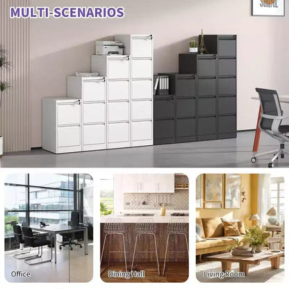 Classeur vertical 4 tiroirs en métal blanc de 132 cm de haut avec serrure, armoire de classement en acier pour bureau à domicile, compatible A4/Legal/Lettre