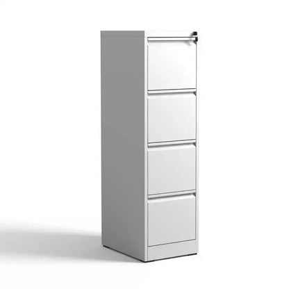 Classeur vertical 4 tiroirs en métal blanc de 132 cm de haut avec serrure, armoire de classement en acier pour bureau à domicile, compatible A4/Legal/Lettre