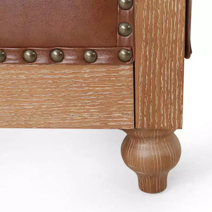 Canapé Chesterfield classique 3 places, dossier capitonné, clous décoratifs, pieds en bois, canapé d'appoint en similicuir pour salon