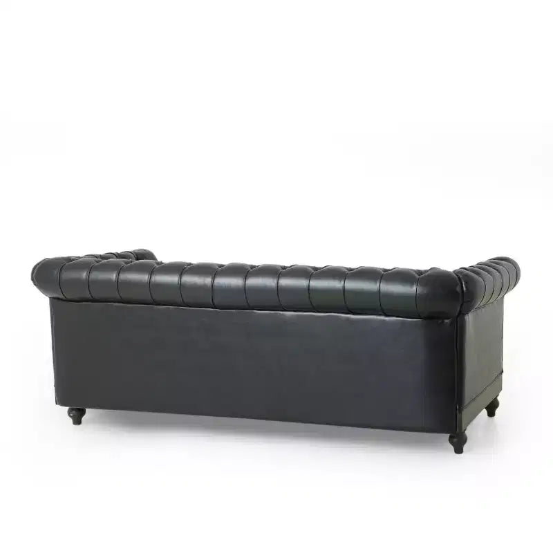 Canapé Chesterfield classique 3 places, dossier capitonné, clous décoratifs, pieds en bois, canapé d'appoint en similicuir pour salon