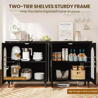 Bahut de cuisine avec rotin, pieds en bois massif pour salon, couloir, entrée, buffet avec grand espace de rangement