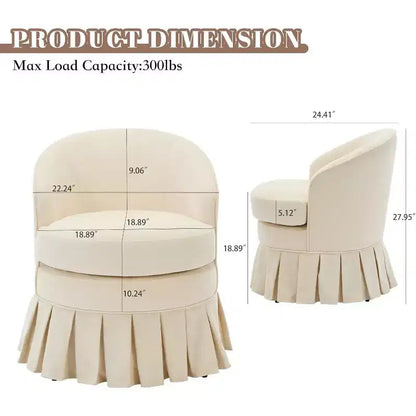 Chaise de salle à manger rembourrée, Fauteuil moderne du milieu du siècle, Tabouret de coiffeuse, Canapé simple confortable pour chambre à coucher, salon, salle à manger, Beige