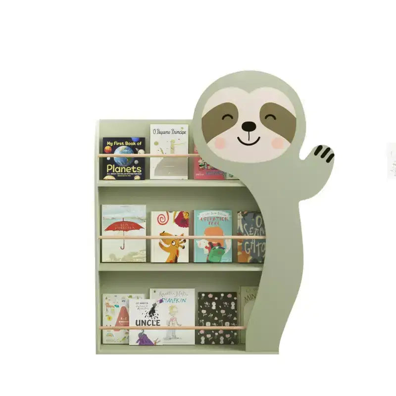 Étagère à Livres pour Enfants Paresseux, Présentoir à Livres Frontal pour Tout-petits avec 3 Niveaux, Design Animal Mignon, Étagère à Livres en Bois pour Chambre d'Enfant ou Salle de Jeux