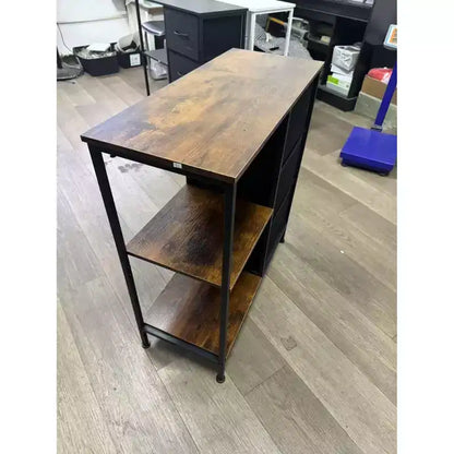 Meuble de classement à 3 tiroirs avec étagère ouverte, support d'imprimante en bois avec rangement, classeur en tissu adapté aux documents A4/Lettre pour le bureau à domicile