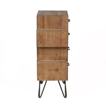 Commode d'appoint en bois à 4 tiroirs, style apothicaire du milieu du siècle, marron, 84H x 48L cm
