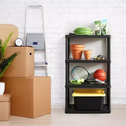 Étagère de rangement à 4 niveaux emboîtables, légère, noir brillant, 36x24x56 po